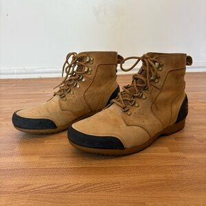 Sorel Ankeny Leather Boots Waterproof Mid Hiker Light Tan Mens Size 9 Shoes
